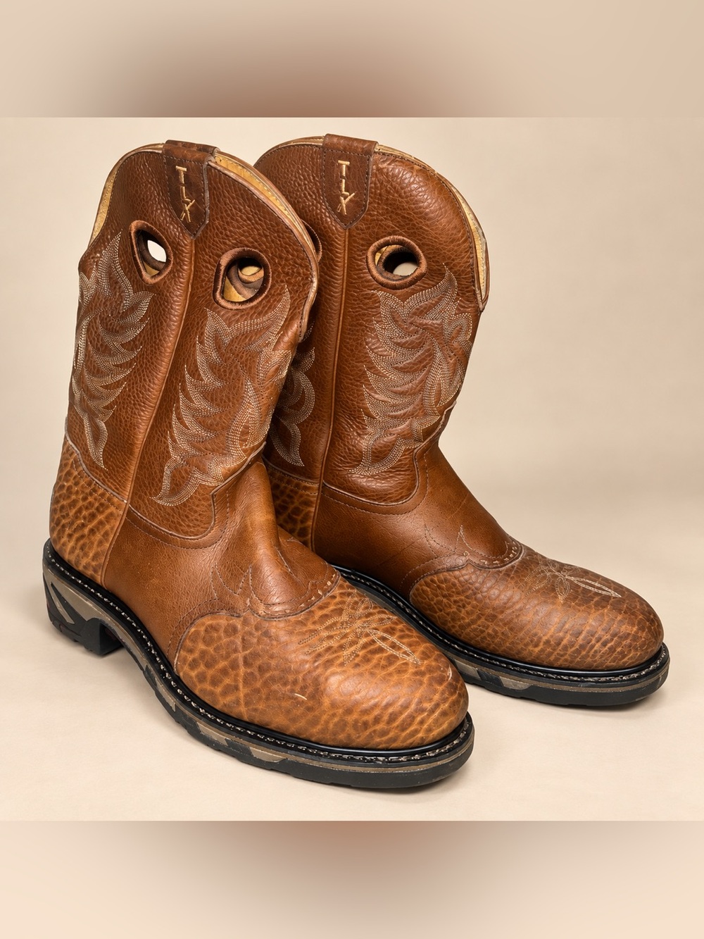 Tony Lama Men’s Brown Leather Square Toe Western Boots Size 8.5 D